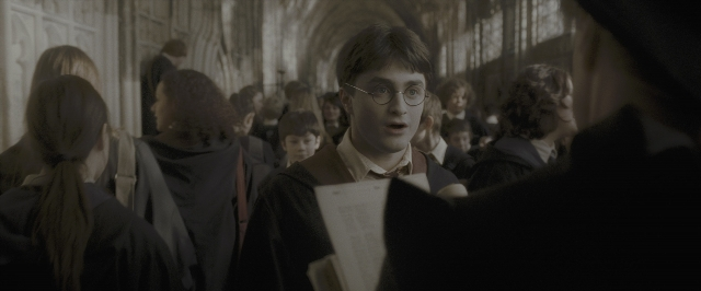 Wide shot frame from Harry Potter and the Half-Blood Prince — standing, dialogue, hand