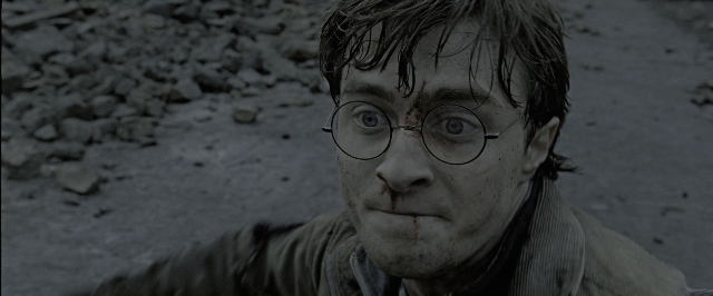 Close-up frame from Harry Potter and the Deathly Hallows - Part 2 — people, action, close