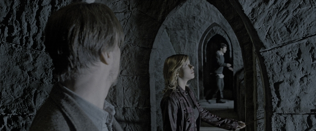 Wide shot frame from Harry Potter and the Deathly Hallows - Part 2 — people, action, standing