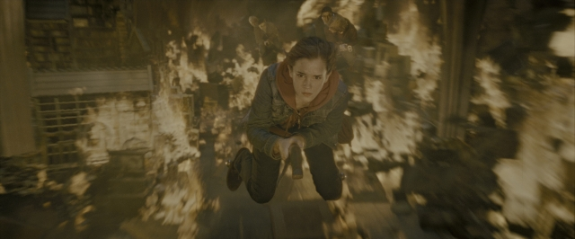 Wide shot frame from Harry Potter and the Deathly Hallows - Part 2 — street, face, hair