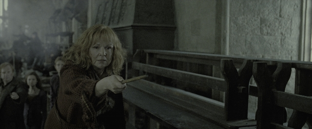 Wide shot frame from Harry Potter and the Deathly Hallows - Part 2 — standing, room, coat