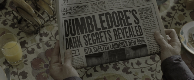 Wide shot frame from Harry Potter and the Deathly Hallows - Part 1 — book, table, kitchen