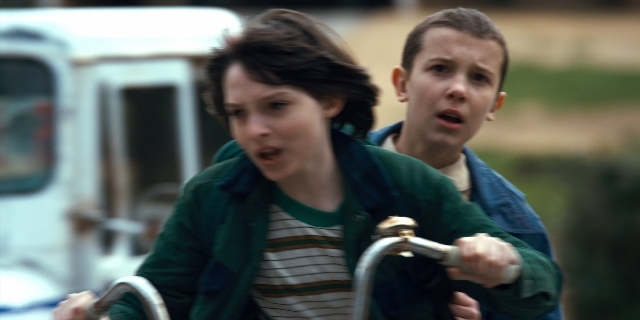 Medium shot frame from Stranger Things — shirt, person, human face