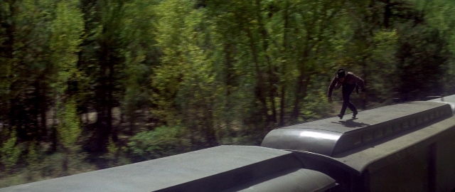 Wide shot frame from Butch Cassidy and the Sundance Kid — walking, train, person