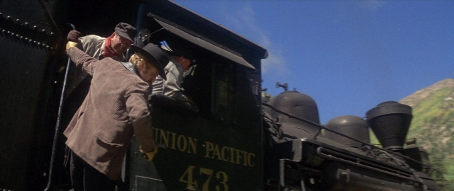 Frame from Butch Cassidy and the Sundance Kid — standing, train, person