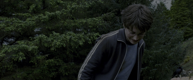 Wide shot frame from Harry Potter and the Prisoner of Azkaban — standing, shirt, jacket