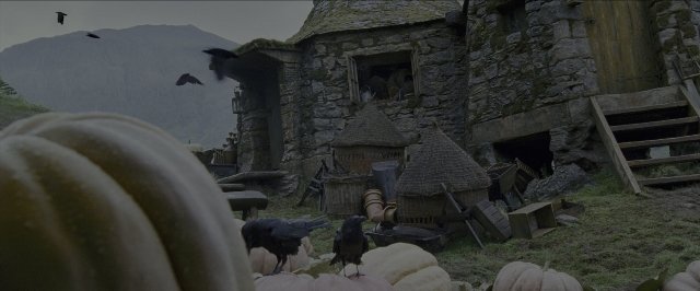 Wide shot frame from Harry Potter and the Prisoner of Azkaban — door, bird