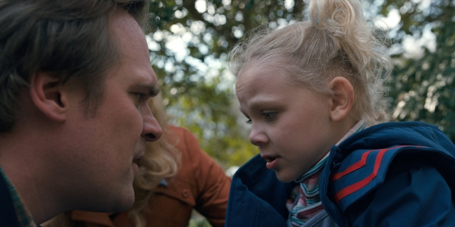 Wide shot frame from Stranger Things — face, hair, person