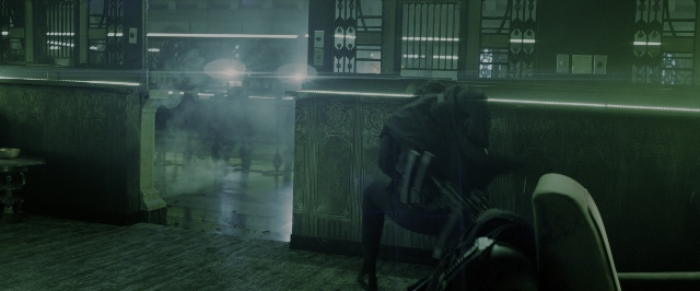 Wide shot frame from John Wick: Chapter 3 - Parabellum — sitting, walking, room