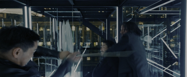 Wide shot frame from John Wick: Chapter 3 - Parabellum — standing, dialogue, night