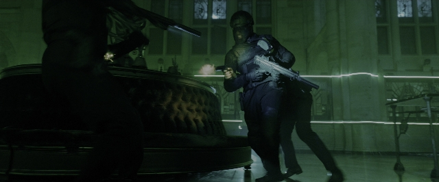 Wide shot frame from John Wick: Chapter 3 - Parabellum — standing, room, table