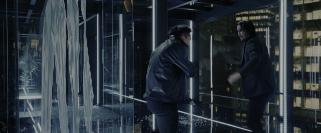 Wide shot frame from John Wick: Chapter 3 - Parabellum — standing, dialogue, jacket
