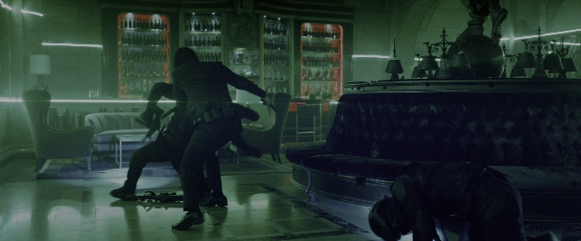 Wide shot frame from John Wick: Chapter 3 - Parabellum — standing, room, couch
