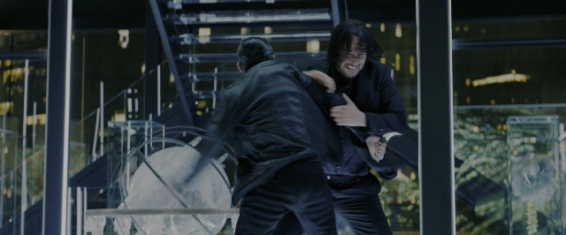Wide shot frame from John Wick: Chapter 3 - Parabellum — standing, hair, fight