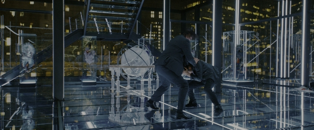 Wide shot frame from John Wick: Chapter 3 - Parabellum — suit, night, glass