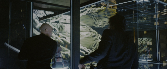 Wide shot frame from John Wick: Chapter 3 - Parabellum — standing, glass, snow