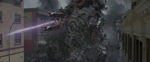 Wide shot frame from Power Rangers — street, lamp, window