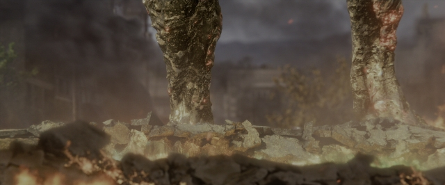 Wide shot frame from Power Rangers — standing, animal, fire