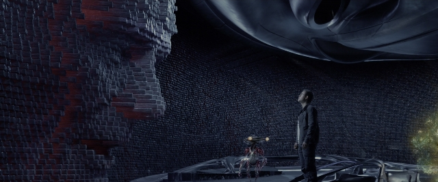 Wide shot frame from Power Rangers — standing, suit, face