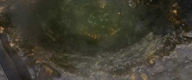 Wide shot frame from Power Rangers — water, fountain