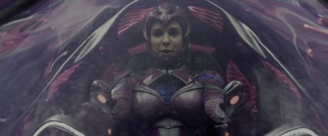Wide shot frame from Power Rangers — sitting, plate, hat