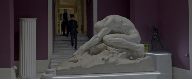Wide shot frame from John Wick: Chapter Two — walking, bed, person
