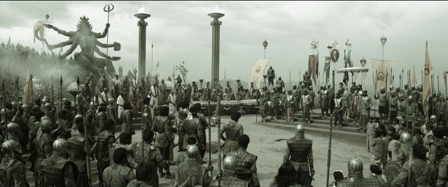 Wide shot frame from Bãhubali 2: The Conclusion — people, action, show