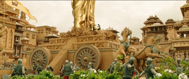 Frame from Bãhubali 2: The Conclusion — standing, hand, horse