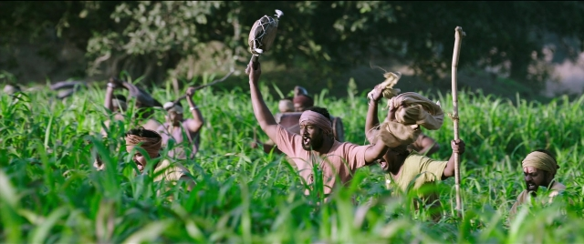 Wide shot frame from Bãhubali 2: The Conclusion — bird, person, human face