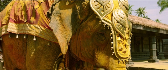 Wide shot frame from Bãhubali 2: The Conclusion — standing, elephant