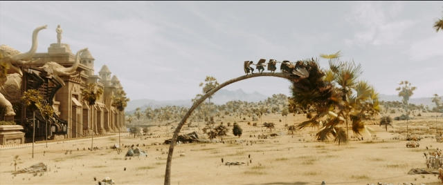 Frame from Bãhubali 2: The Conclusion — standing, horse, train