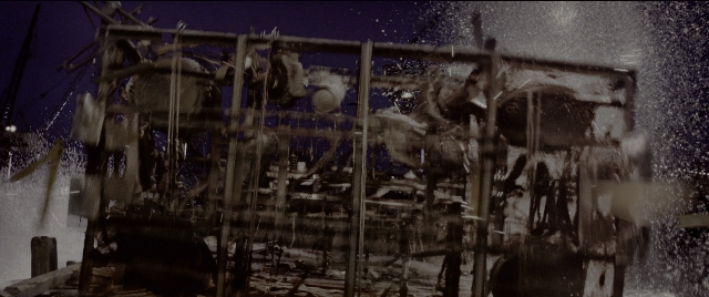 Wide shot frame from Spider-Man 2 — water, fountain, running