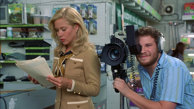 Wide shot frame from Anchorman: The Legend of Ron Burgundy — coat, hand, shirt