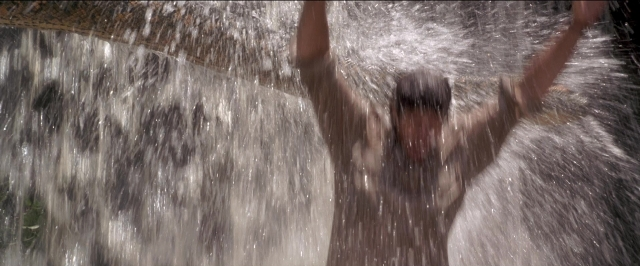 Wide shot frame from Anaconda — standing, water, fountain