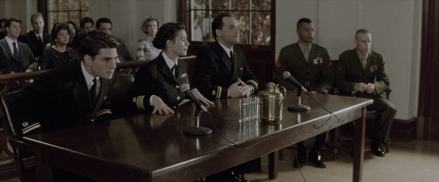 Wide shot frame from A Few Good Men — sitting, room, table