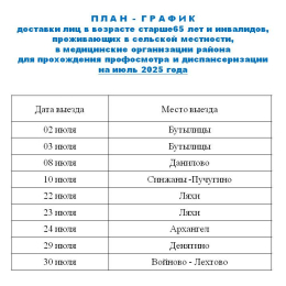 График выездов июль