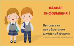 Денежная выплата многодетным семьям на школьную и спортивную форму.