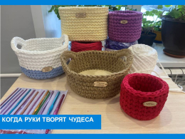 Корзинки из джута и трикотажной пряжи