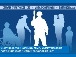 Предоставление компенсации части расходов на оплату жилого помещения и коммунальных услуг, а также компенсации части платы за капитальный ремонт гражданам РФ, участвующим в специальной военной операции, и членам их семей.