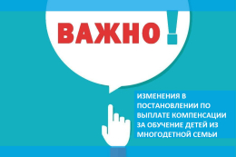 Изменения в постановлении по выплате компенсации за обучение детей из многодетной семьи 