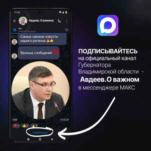 Официальный канал Губернатора Владимирской области Александра Авдеева в мессенджере «МАКС