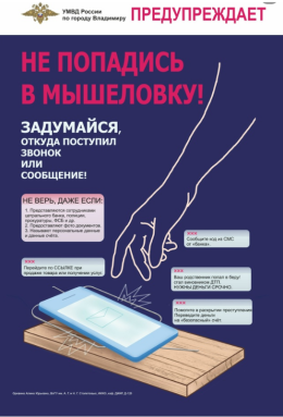 МВД России по Владимирской области предупреждает!