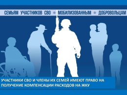 Предоставление компенсации части расходов на оплату жилого помещения и коммунальных услуг, а также компенсации части платы за капитальный ремонт гражданам РФ, участвующим в специальной военной операции, и членам их семей