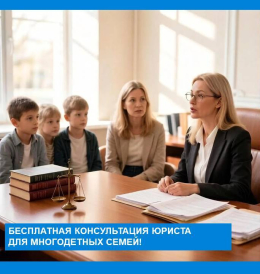 Бесплатная консультация юриста для многодетных семей!