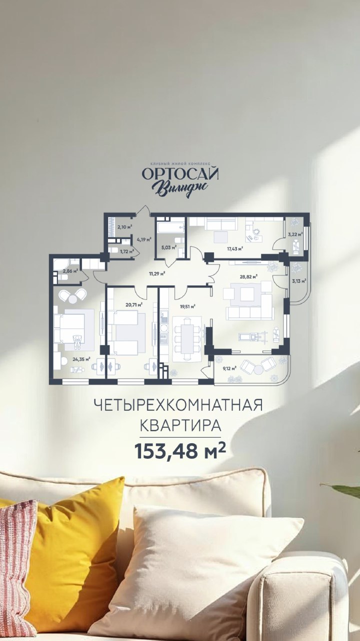 Продажа, Элитка, 4 ком, 153.48 м2, этаж 5/9, Сост: Строящийся ПСО - фото 2