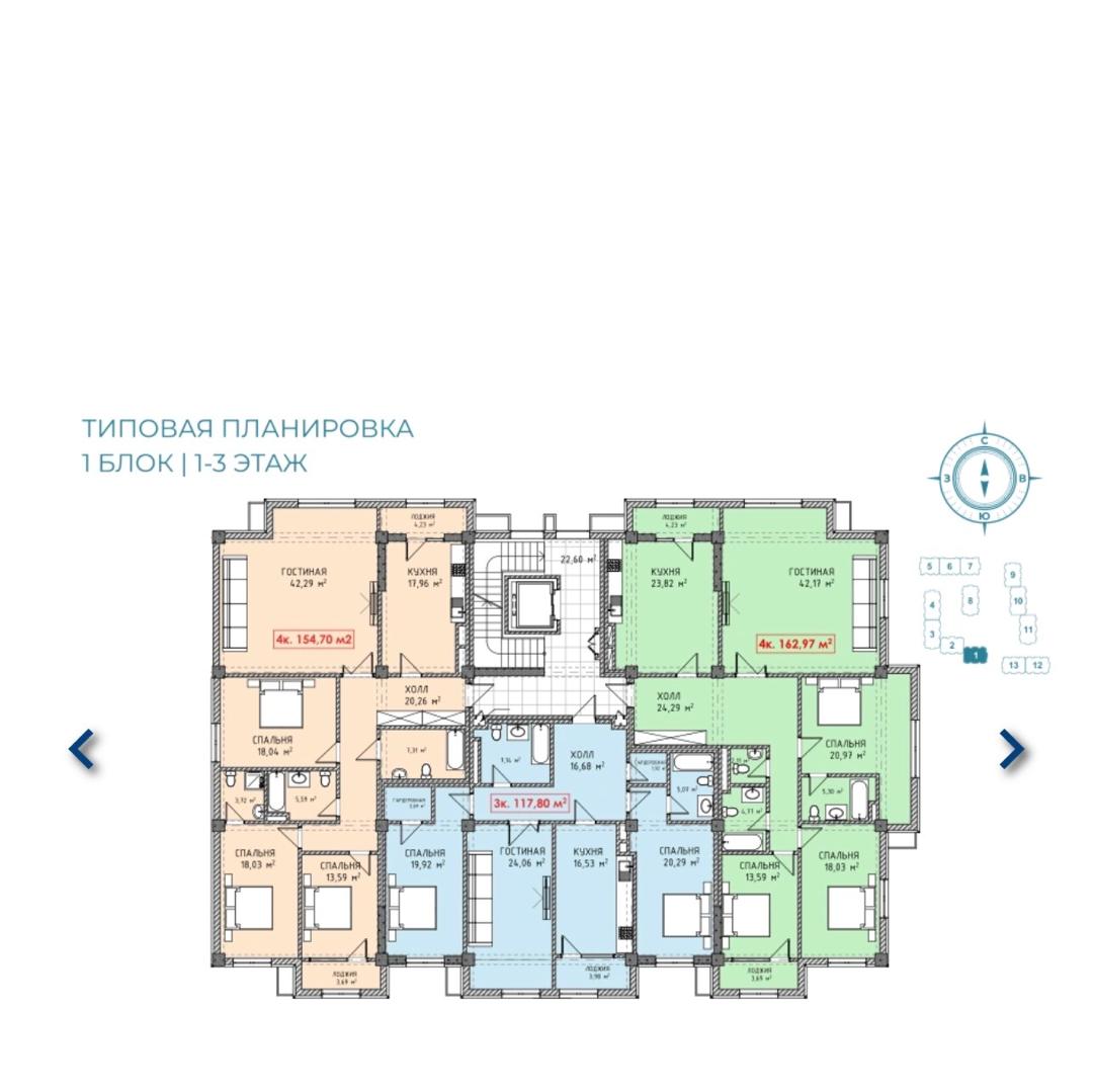 Продажа, Элитка, 3 ком, 117 м2, этаж 1/2, ж/к Panorama Park, Сост: Строящийся ПСО - фото 1