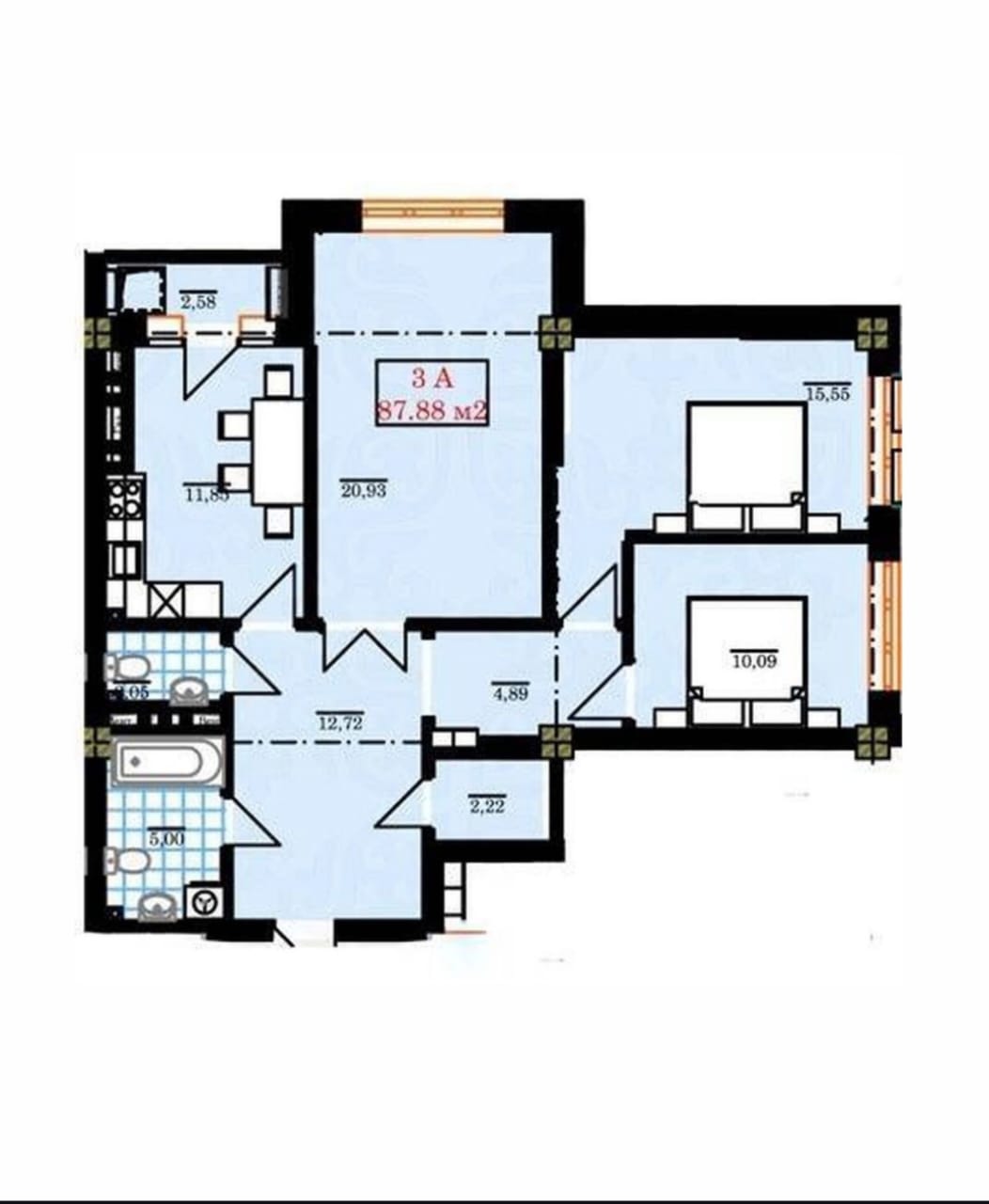 Продажа, Элитка, 3 ком, 88 м2, этаж 14/14, Сост: Сдан ПСО - фото 10