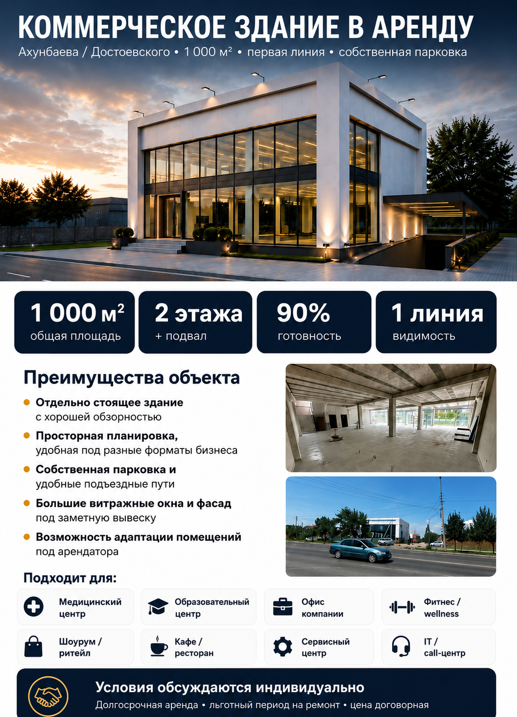 Офис, Коммерческая, 1000 м2, этаж 2/2, Сост: Сдан ПСО - фото 1