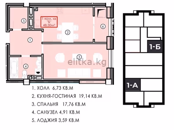 Элитка, 1 ком, 52 м2, этаж 16/16, ж/к Madison, Сост: Сдан ПСО - фото 3