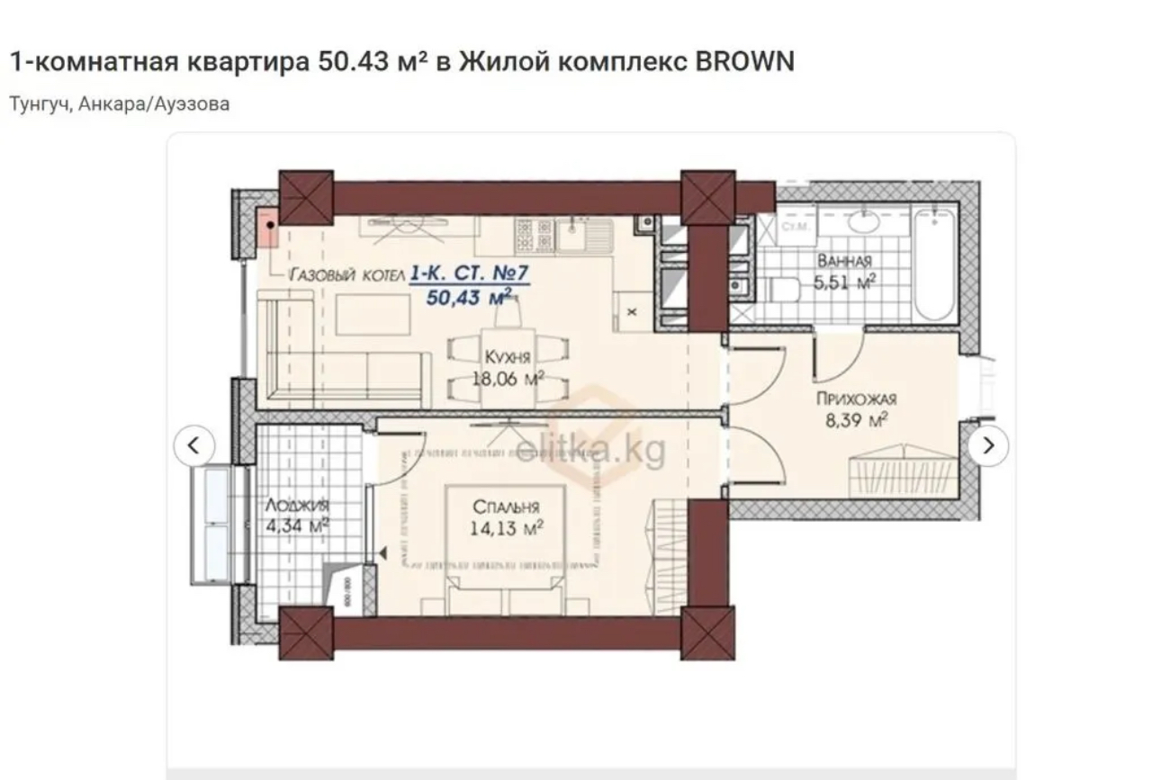 Продажа, Элитка, 1 ком, 50 м2, этаж 7/18, ж/к Борсан (Borsan), Сост: Строящийся ПСО - фото 2
